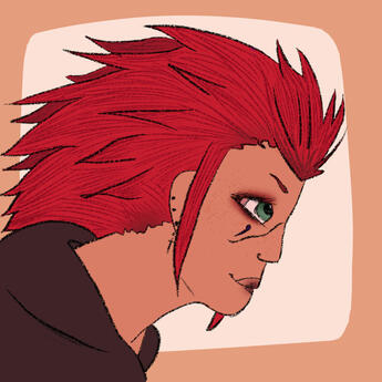 side profile of axel from kingdom hearts